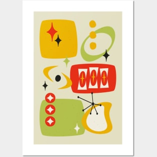 Atomic Age, Mid Century Abstract 19 in Red, Green, Yellow Posters and Art